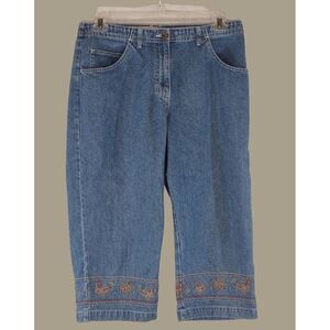 Christopher & Banks 100% Cotton Embroidered Capri Jeans Size 14